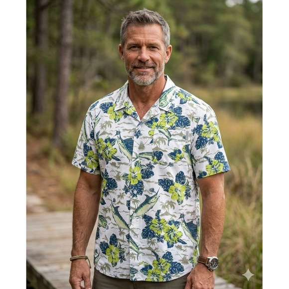 Columbia Other - Fisherman Vacation Beachy Columbia PFG Trollers Best Sz L Shirt Swordfish Mahi